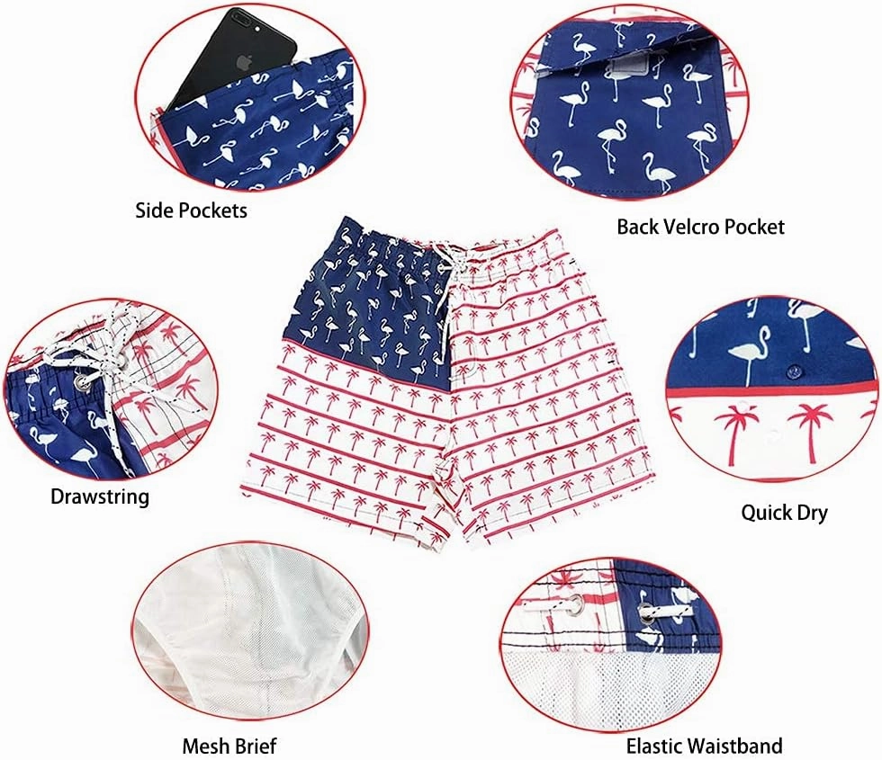 SILKWORLD Mens Swimming Trunks 5 Inch Inseam Swim Shorts Summer Bathing Suit Swimwear Beachwear with Pockets