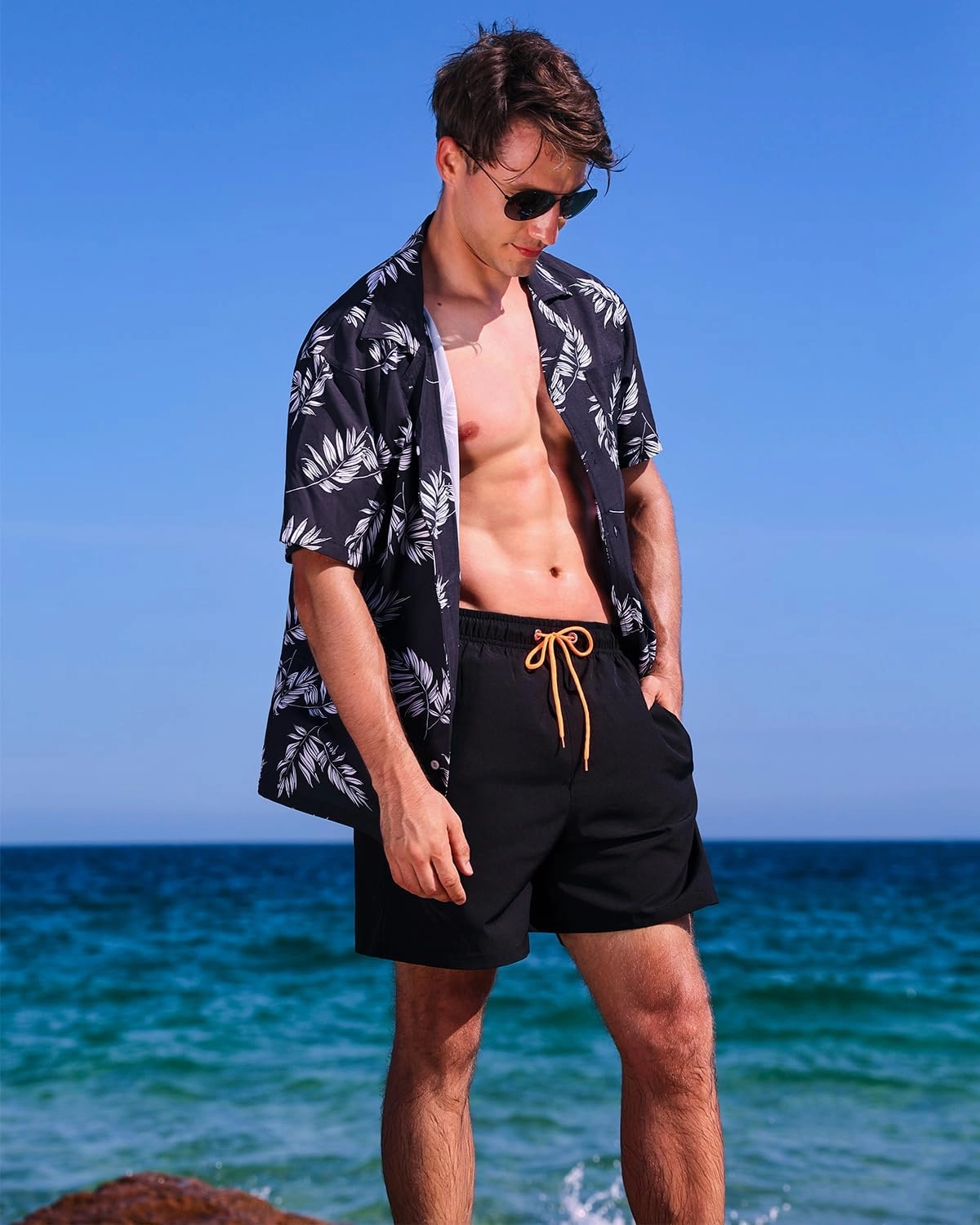 SILKWORLD Mens Swimming Trunks with Compression Liner 2 in 1 Quick-Dry Swim Shorts with Zipper Pockets