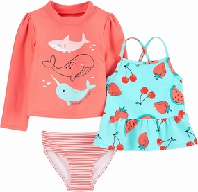 Simple Joys by Carter's Girls' 3-Piece Assorted Rashguard Sets