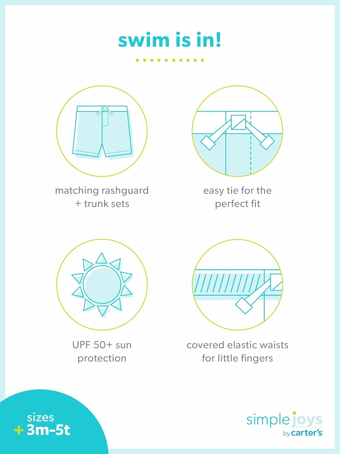 Simple Joys by Carter's Toddlers and Baby Boys' Swimsuit Trunk and Rashguard Set