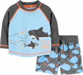 Simple Joys by Carter's Toddlers and Baby Boys' Swimsuit Trunk and Rashguard Set