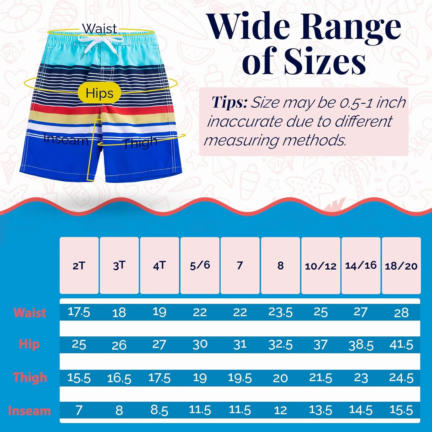 SIX ISLANDS Boys Swim Trunks - Quick-Dry, Comfortable, Ages 5/6 to 18/20 - Fun Patterns, Durable Design Boys Bathing Suit