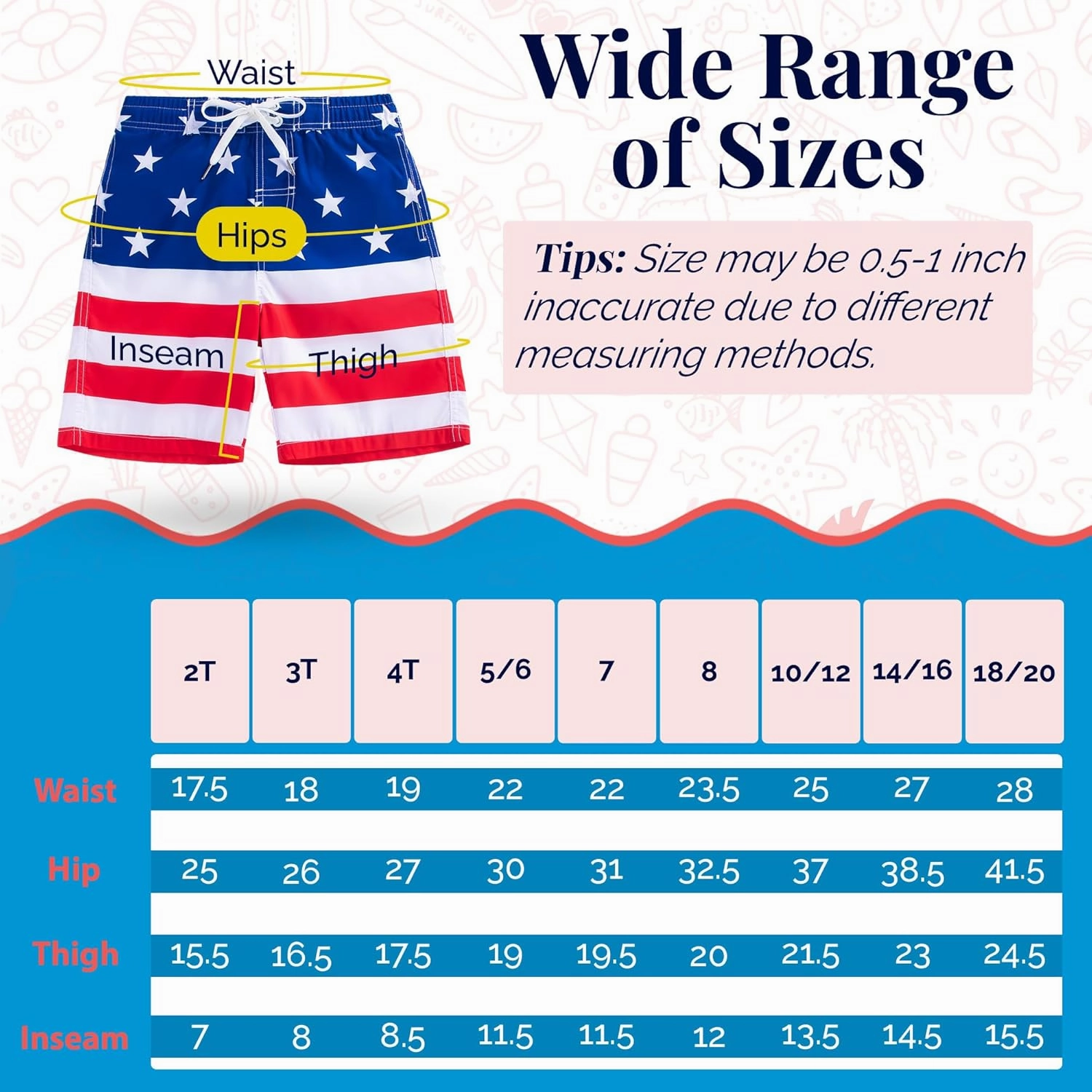SIX ISLANDS Boys Swim Trunks - Quick-Dry, Comfortable, Ages 5/6 to 18/20 - Fun Patterns, Durable Design Boys Bathing Suit