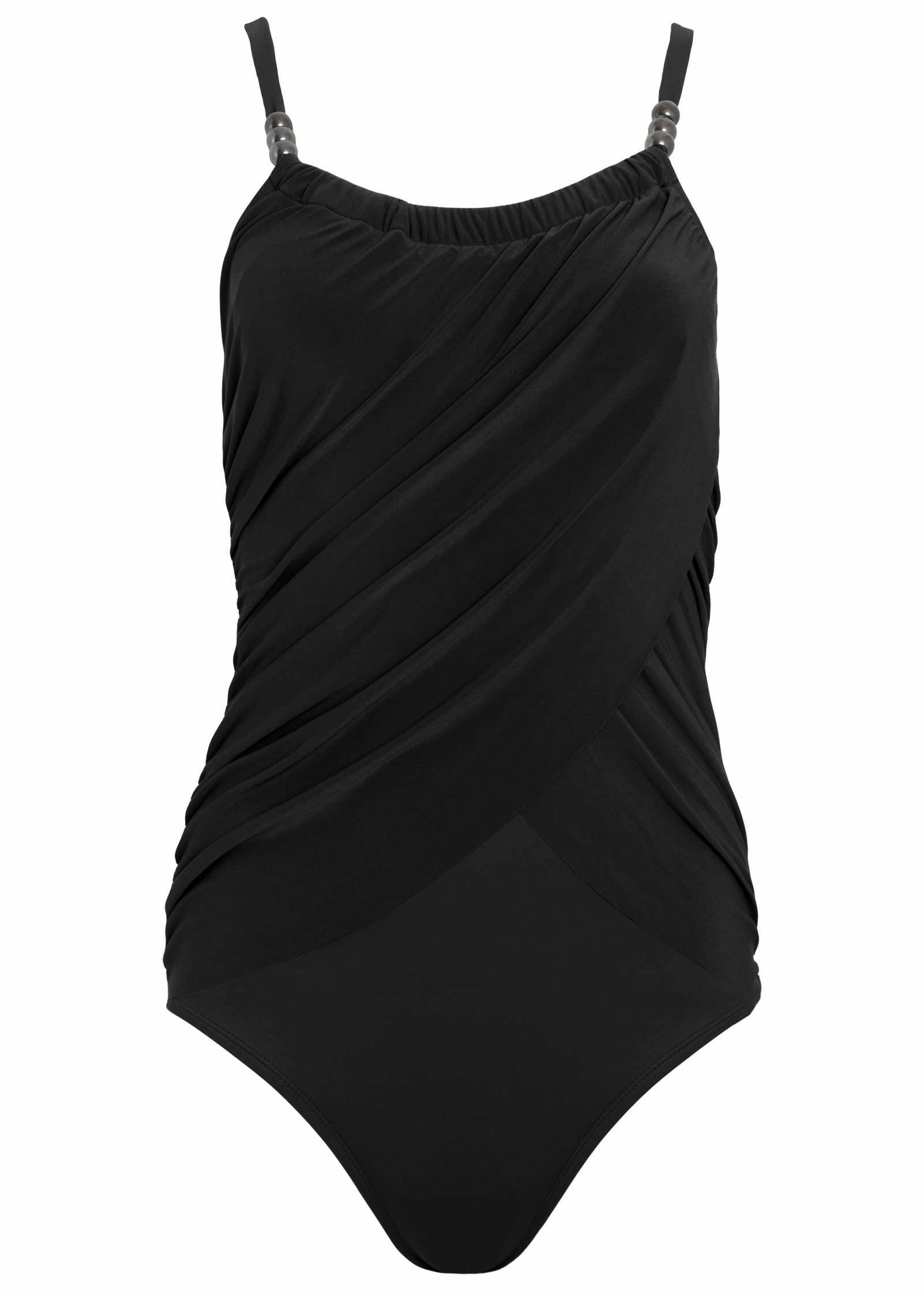 Slimming Draped One-Piece - Black Beauty