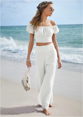 Slit Cover-Up Pants - White