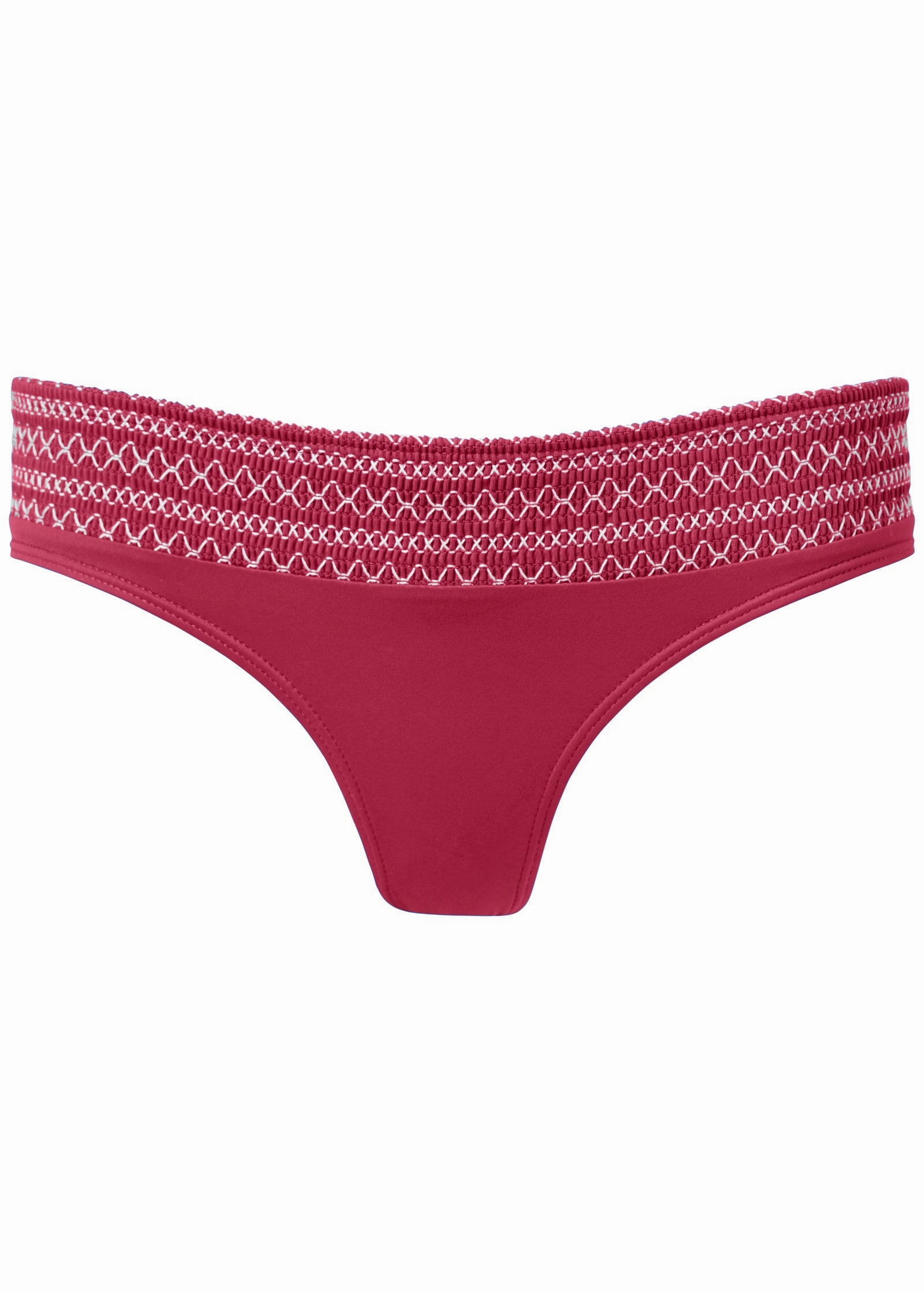 Smocked Bikini Bottom - Dark Ruby Shine