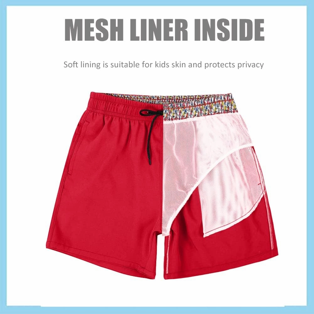 SNOW DREAMS Boys Swim Trunks Quick Dry Swim Shorts Lightweight Bathing Suits with Pocket