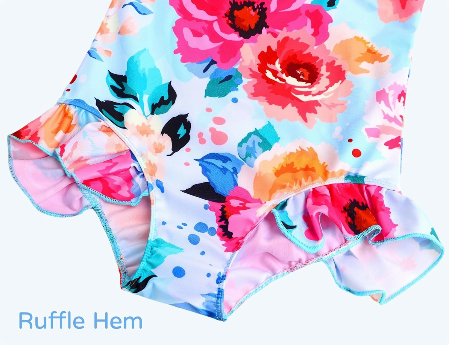 Snowheart Girls Bathing Suit Toddler Swimsuit Girl Hawaiian Floral Ruffle One-Piece Breathable Swimwear 4-10T