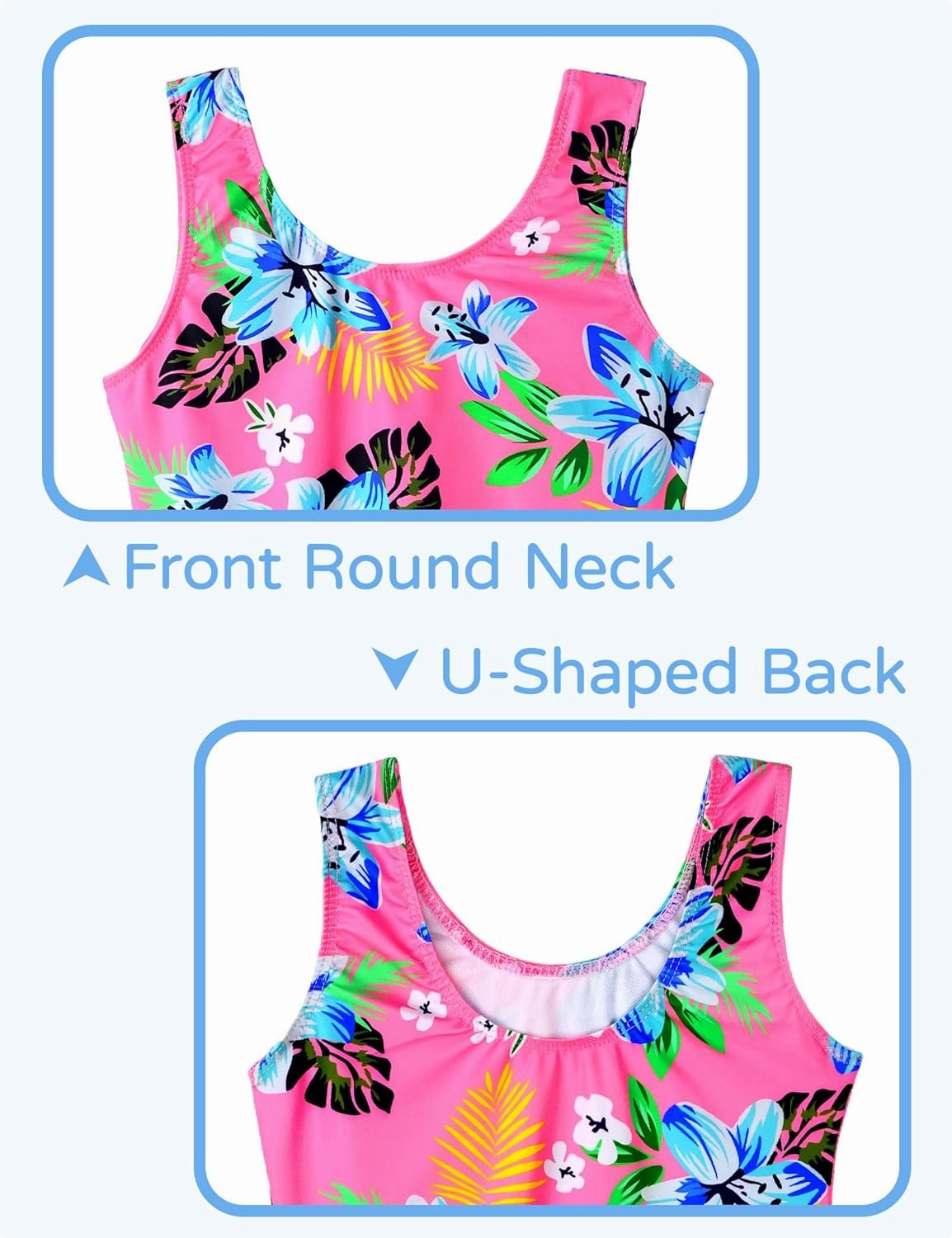 Snowheart Girls Bathing Suit Toddler Swimsuit Girl Hawaiian Floral Ruffle One-Piece Breathable Swimwear 4-10T