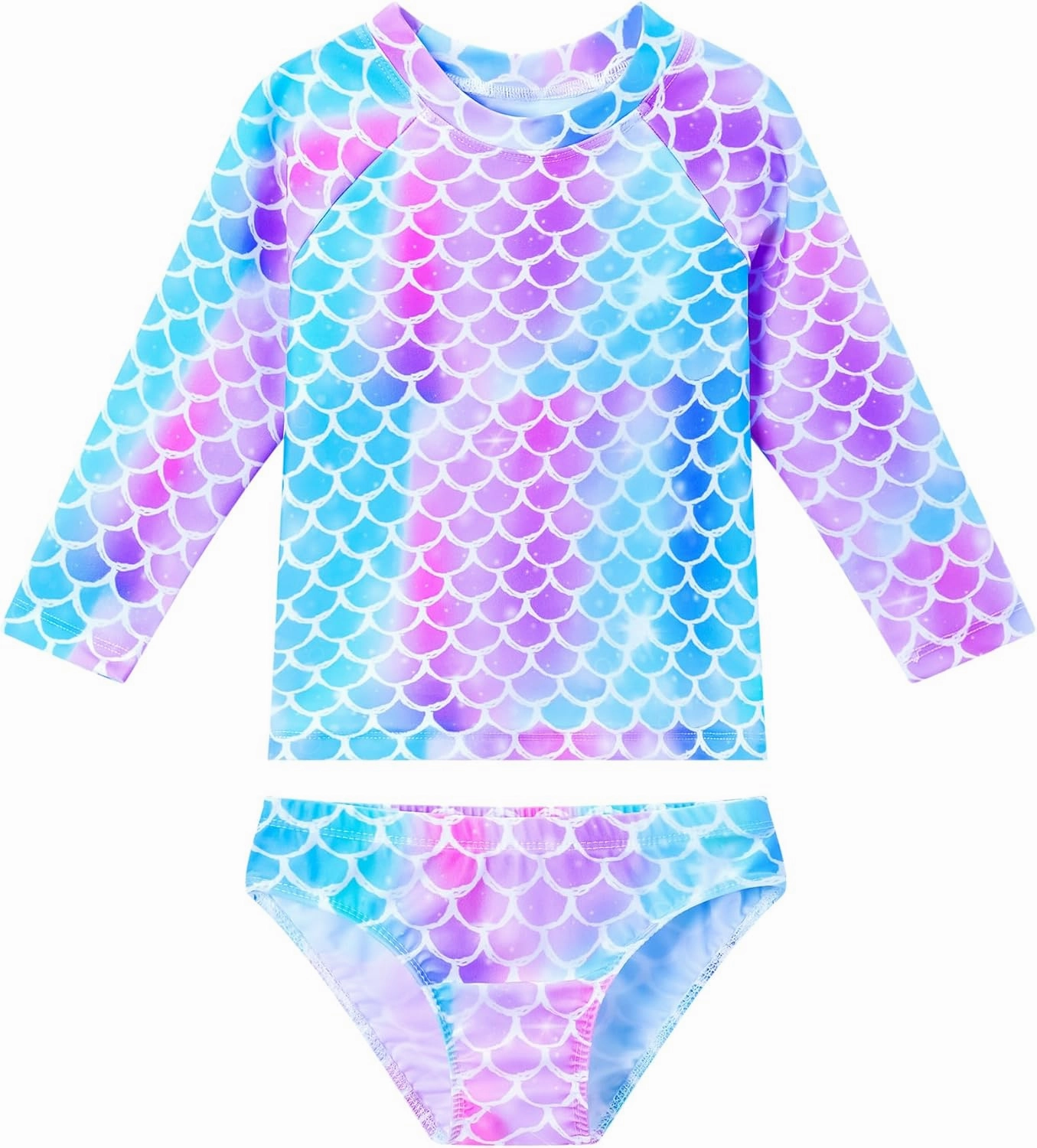 Snowheart Girls Rash Guard Sets Long Sleeves Swimsuit 2 Pieces Tankini Bathing Suit Swimwear for Girls 3-12 Years