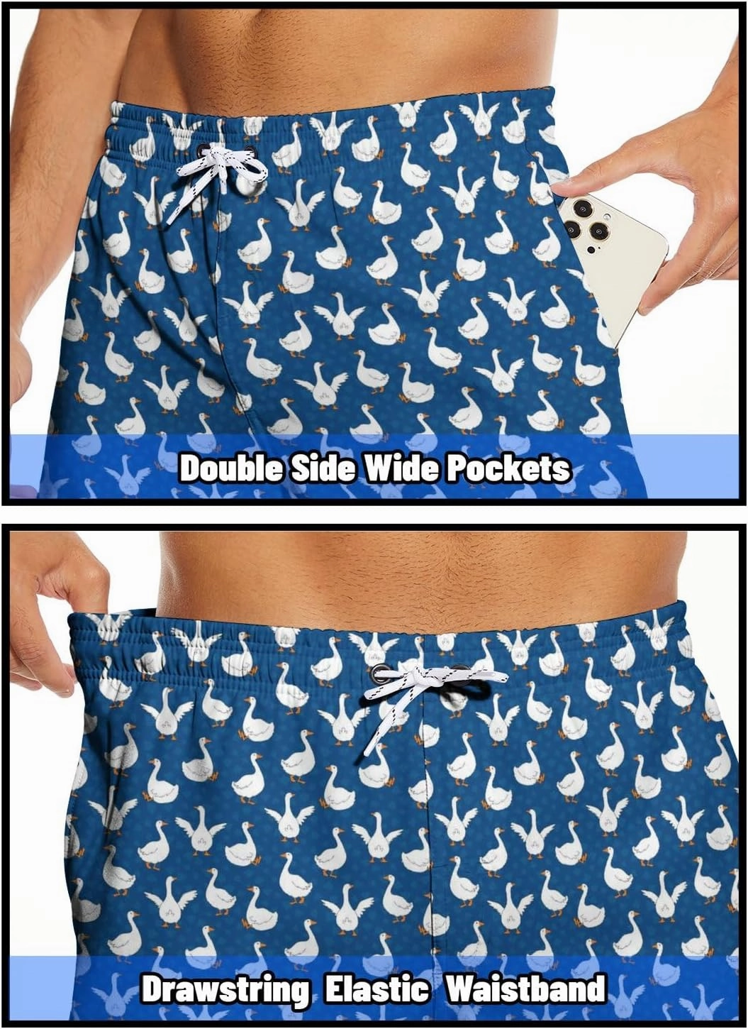 Socira Men's Swim Trunks with Compression Liner, Quick Dry Mens 2 in 1 Swimming Trunks Men Beach Bathing Suits Swimsuit