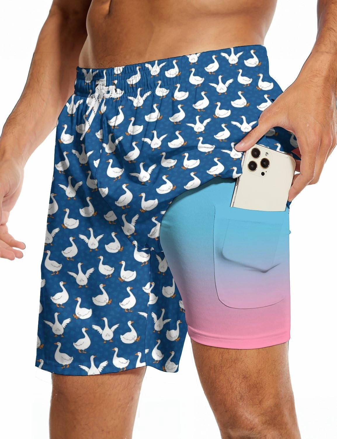 Socira Men's Swim Trunks with Compression Liner, Quick Dry Mens 2 in 1 Swimming Trunks Men Beach Bathing Suits Swimsuit