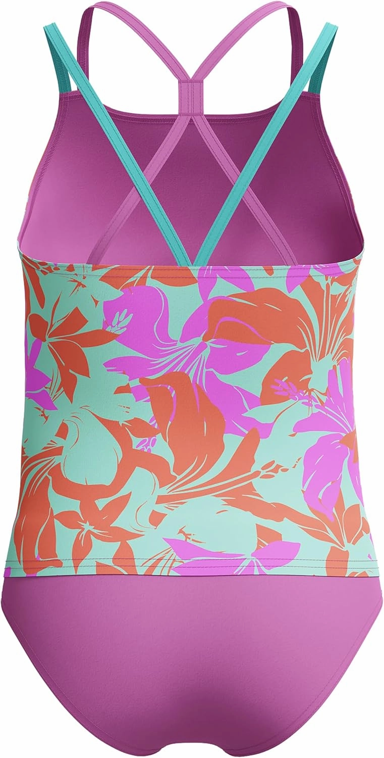 Speedo Girls' Swimsuit Two Piece Tankini Thin Strap