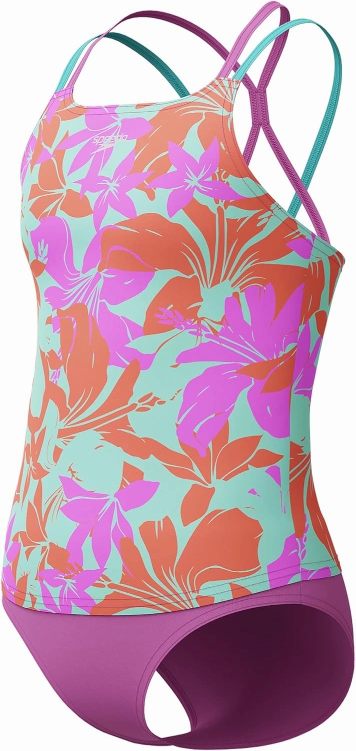 Speedo Girls' Swimsuit Two Piece Tankini Thin Strap