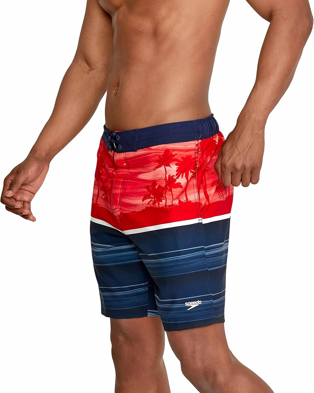 Speedo Men's Swim Trunk Knee Length Boardshort Bondi Striped