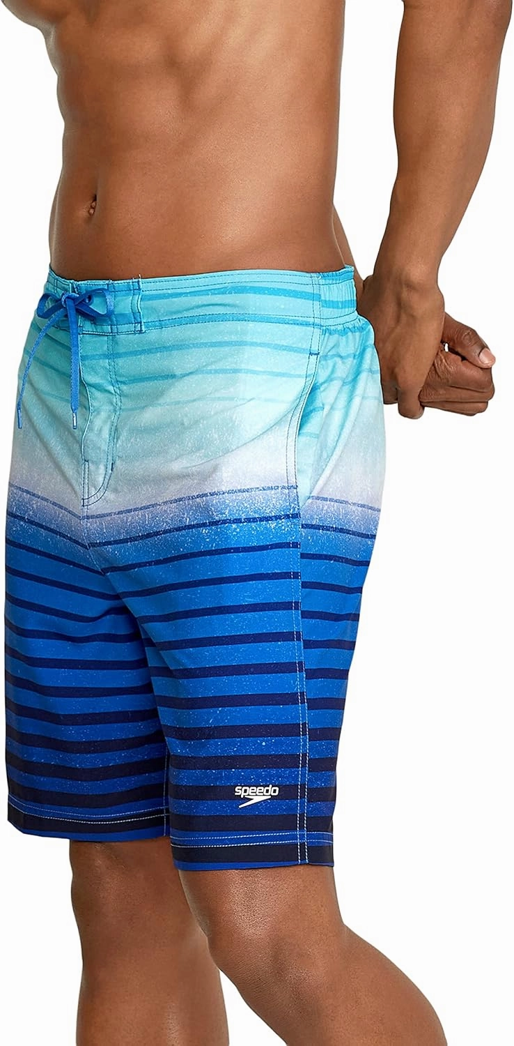 Speedo Men's Swim Trunk Knee Length Boardshort Bondi Striped