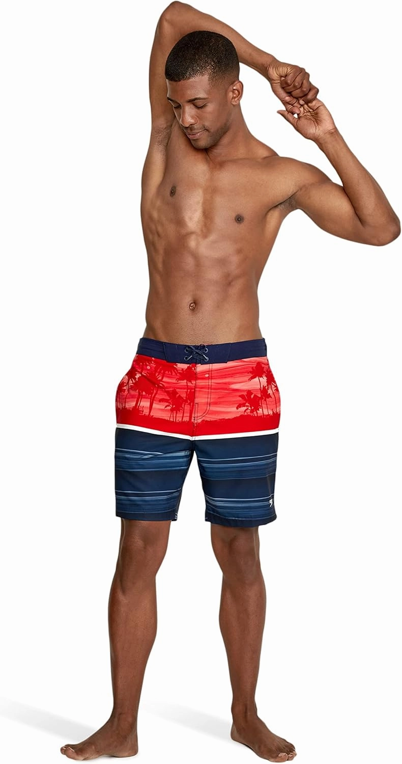 Speedo Men's Swim Trunk Knee Length Boardshort Bondi Striped