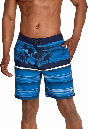Speedo Men's Swim Trunk Knee Length Boardshort Bondi Striped