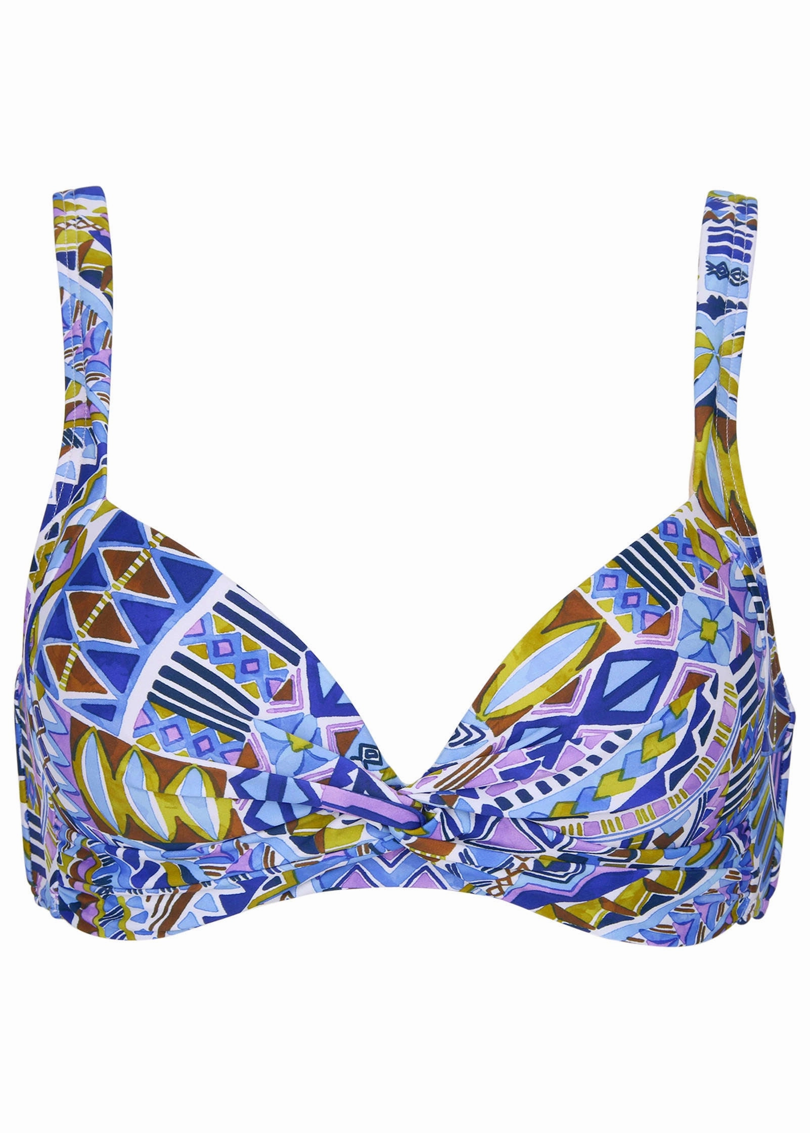 St Lucia Twist Front Top - Aztec Patchwork