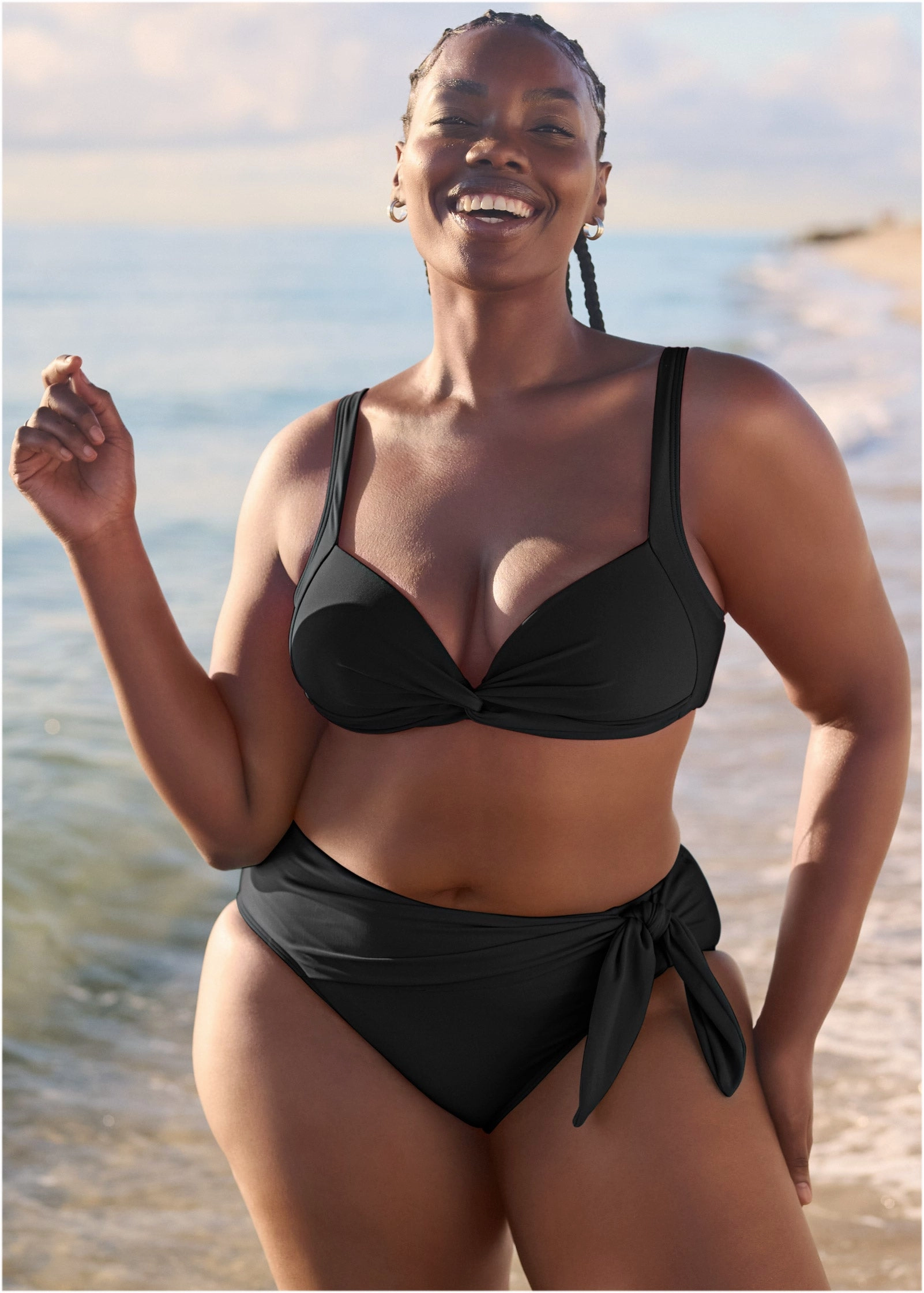 St Lucia Twist Front Top - Black Beauty