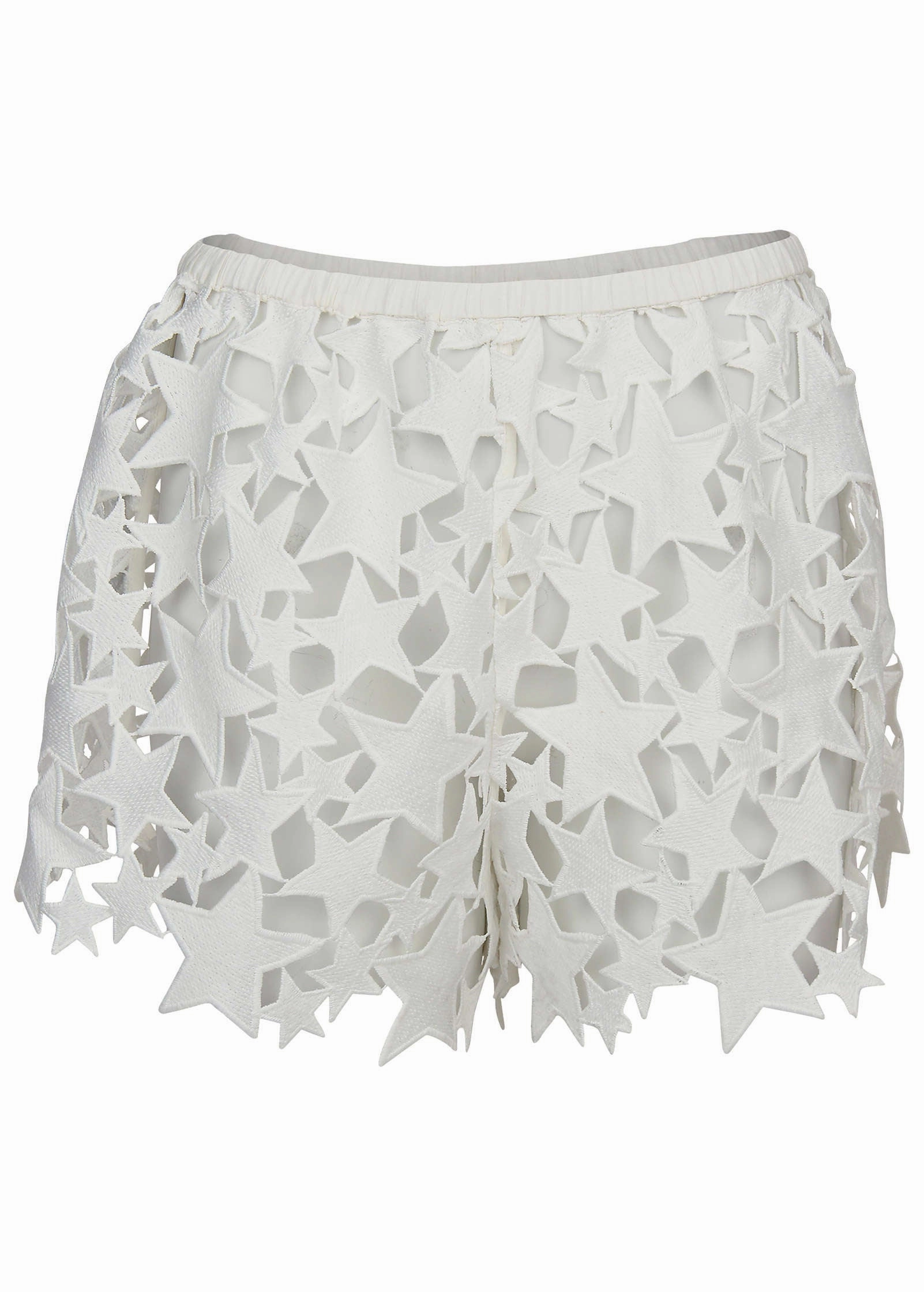 Star Lace Cover-Up Shorts - White