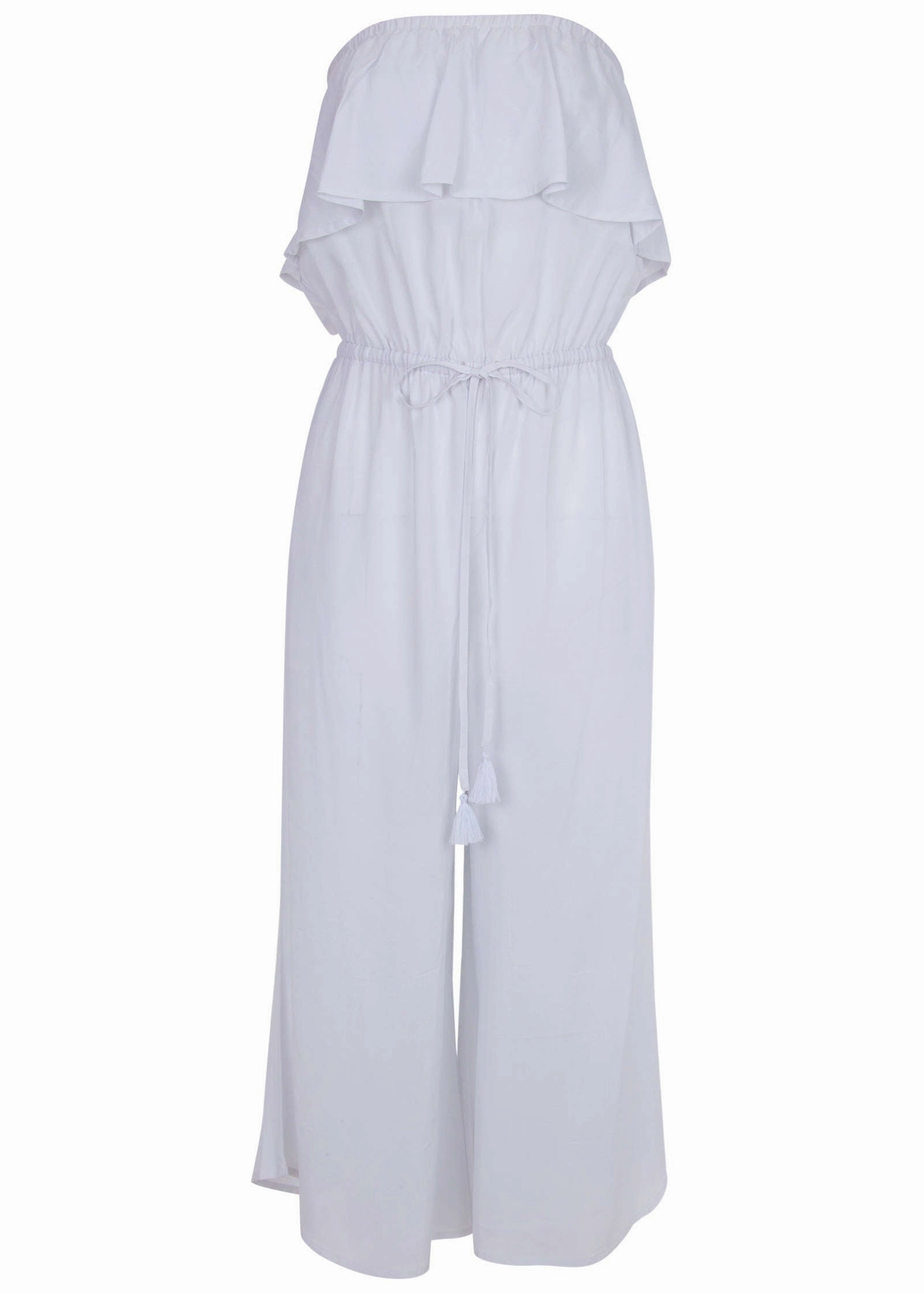 Strapless Jumpsuit Cover-Up - Pearl White