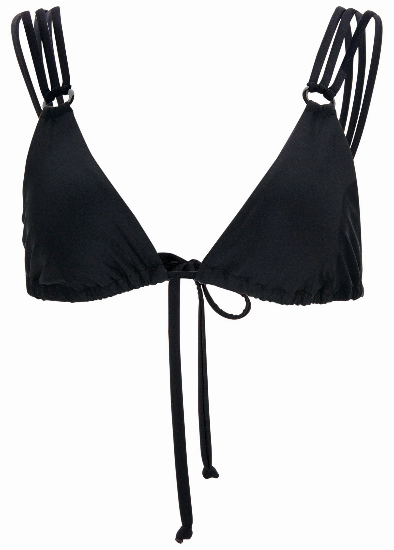 Strappy Triangle Bikini Top - Black Beauty