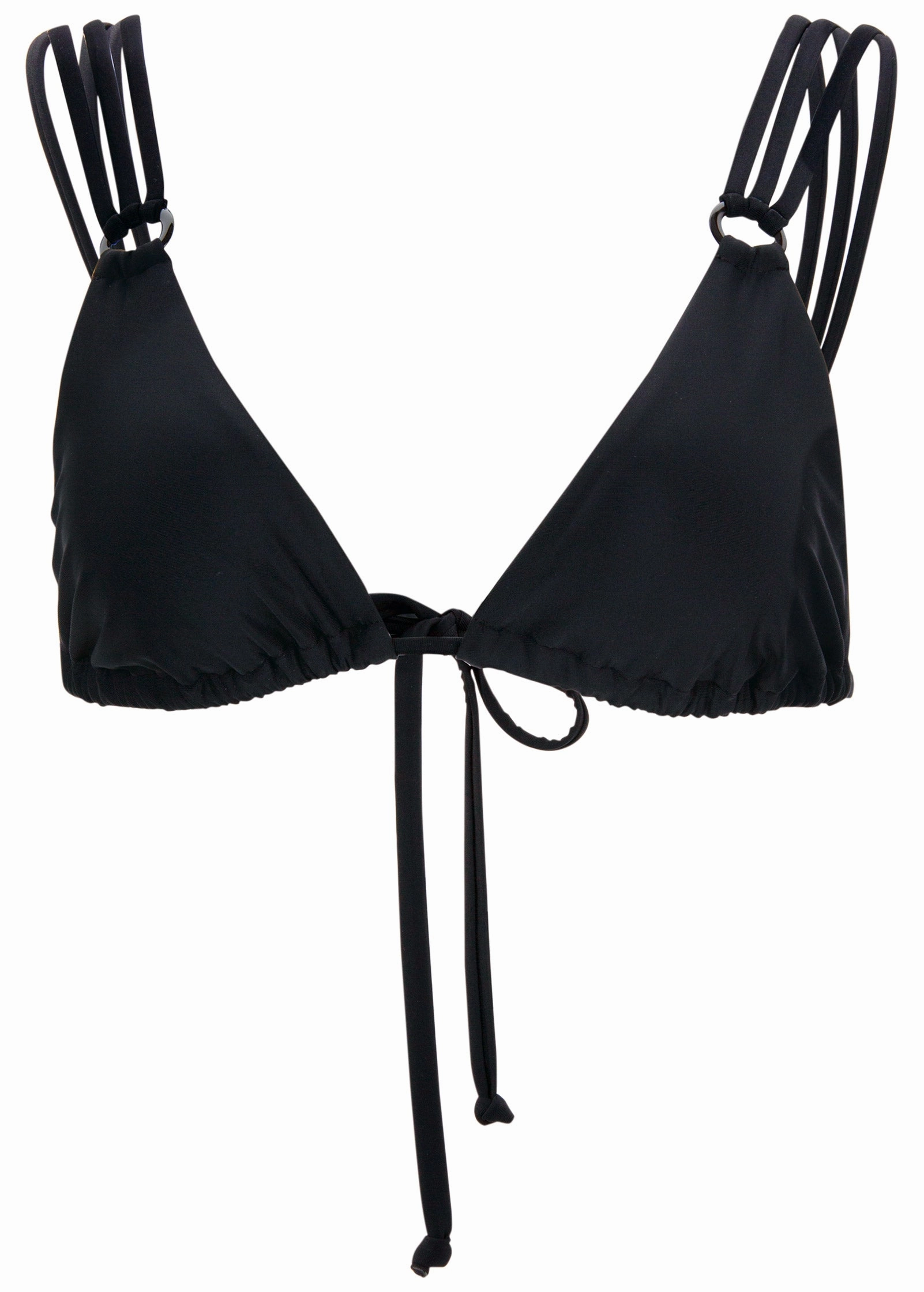 Strappy Triangle Bikini Top - Black Beauty