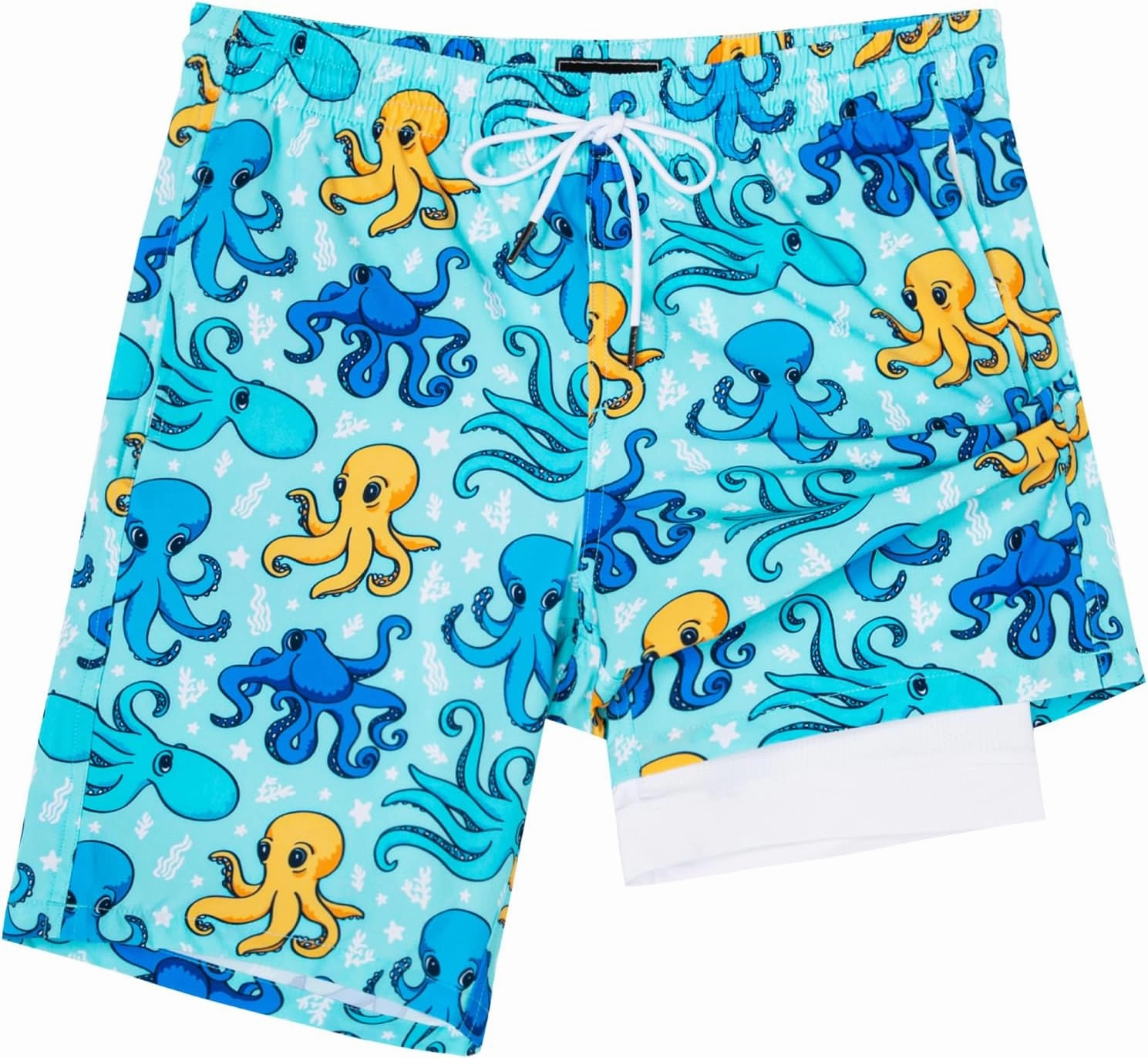 SURF CUZ 9" Mens Swim Trunks with Compression Liner Bathing Suits 2 in 1 Stretch Zipper Pockets Quick Dry