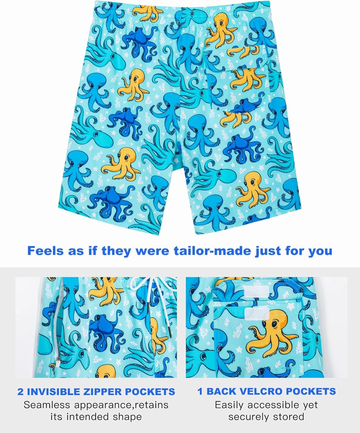 SURF CUZ 9" Mens Swim Trunks with Compression Liner Bathing Suits 2 in 1 Stretch Zipper Pockets Quick Dry