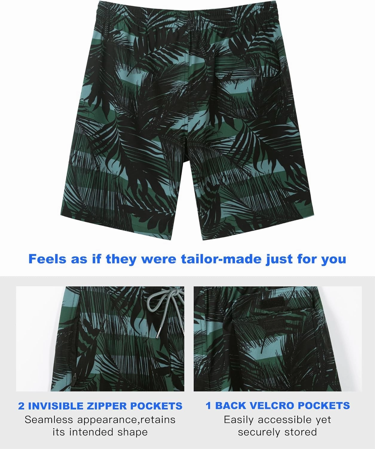 SURF CUZ 9" Mens Swim Trunks with Compression Liner Bathing Suits 2 in 1 Stretch Zipper Pockets Quick Dry