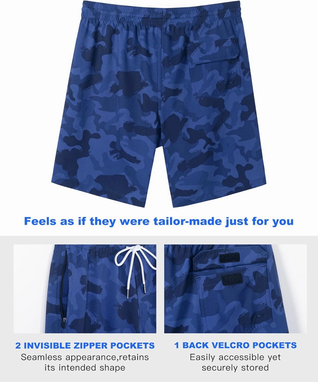 SURF CUZ 9" Mens Swim Trunks with Compression Liner Bathing Suits 2 in 1 Stretch Zipper Pockets Quick Dry