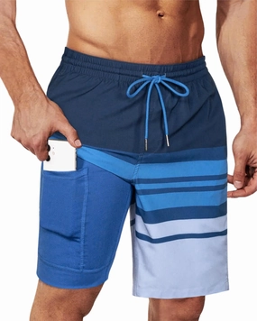 SURF CUZ 9" Mens Swim Trunks with Compression Liner Bathing Suits 2 in 1 Stretch Zipper Pockets Quick Dry