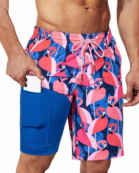 SURF CUZ 9" Mens Swim Trunks with Compression Liner Bathing Suits 2 in 1 Stretch Zipper Pockets Quick Dry