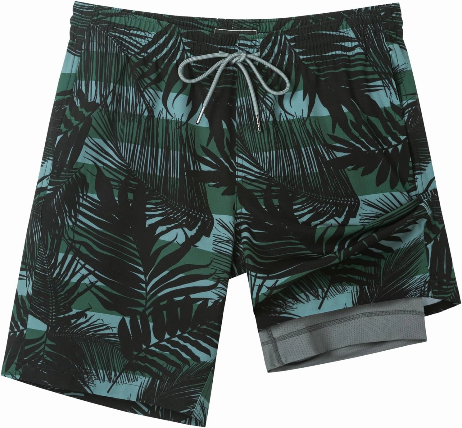 SURF CUZ 9" Mens Swim Trunks with Compression Liner Bathing Suits 2 in 1 Stretch Zipper Pockets Quick Dry