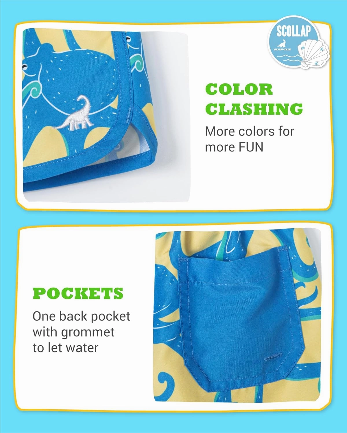 SURF CUZ Boys Swim Trunks Retro Toddler Boy Swimsuit Shorts Quick Dry Swimming Trunks Bathing Suit