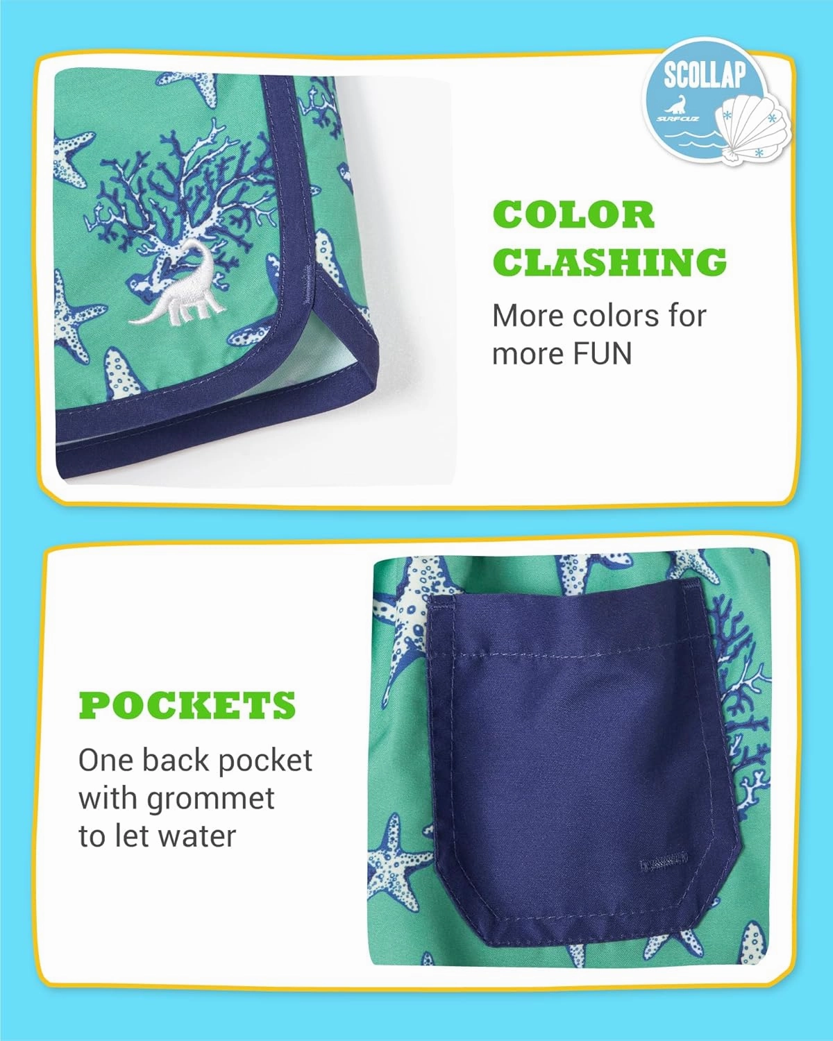 SURF CUZ Boys Swim Trunks Retro Toddler Boy Swimsuit Shorts Quick Dry Swimming Trunks Bathing Suit