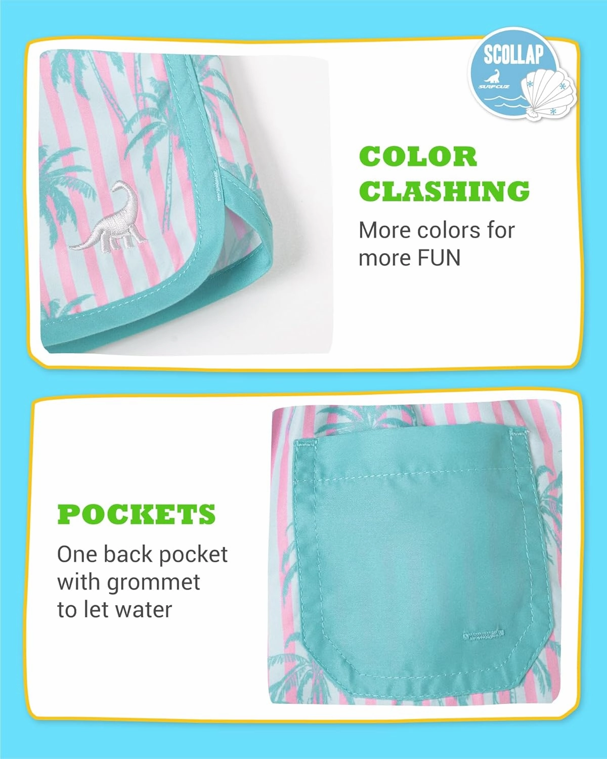 SURF CUZ Boys Swim Trunks Retro Toddler Boy Swimsuit Shorts Quick Dry Swimming Trunks Bathing Suit