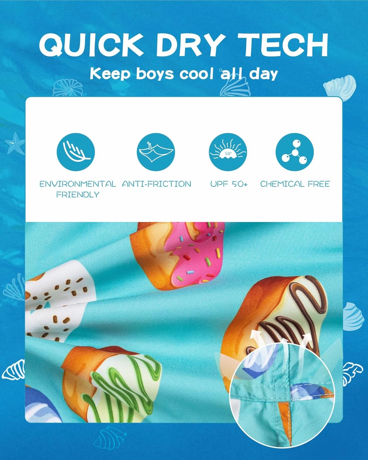 SURF CUZ Boys Swim Trunks Toddler Swim Shorts UPF 50  Bathing Suit for Boy Swimsuit Quick Dry Mesh Beach Boardshorts Swimwear