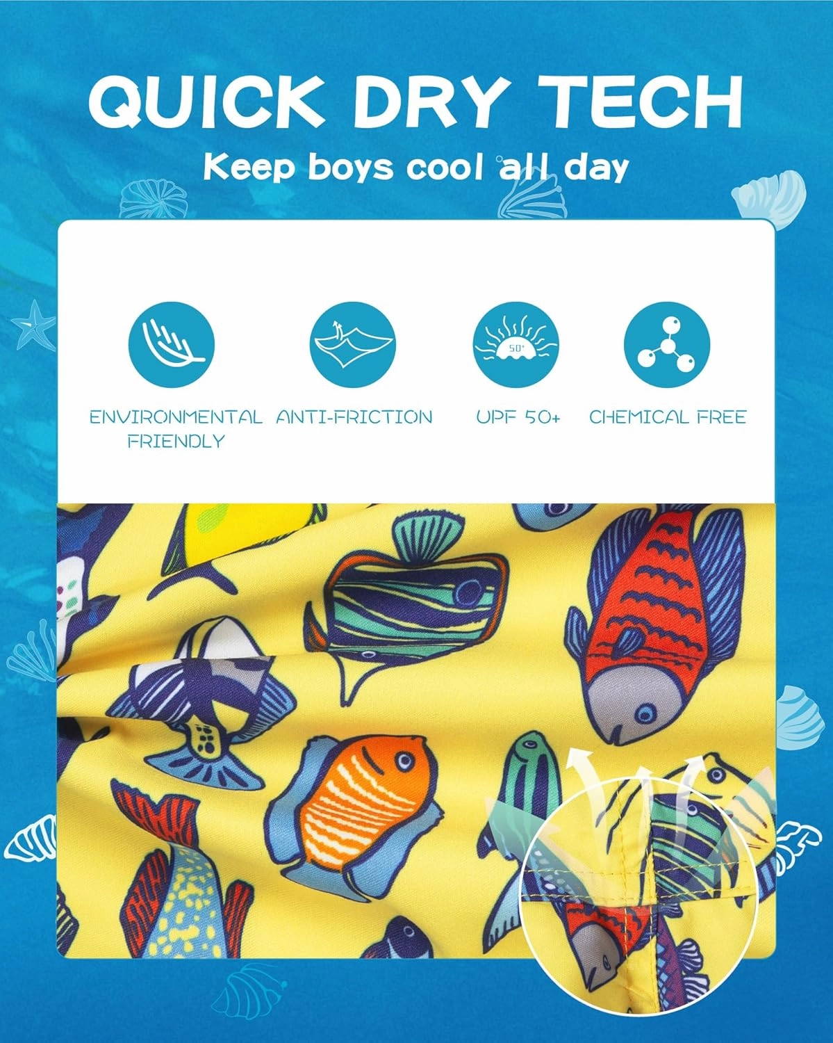 SURF CUZ Boys Swim Trunks Toddler Swim Shorts UPF 50  Bathing Suit for Boy Swimsuit Quick Dry Mesh Beach Boardshorts Swimwear
