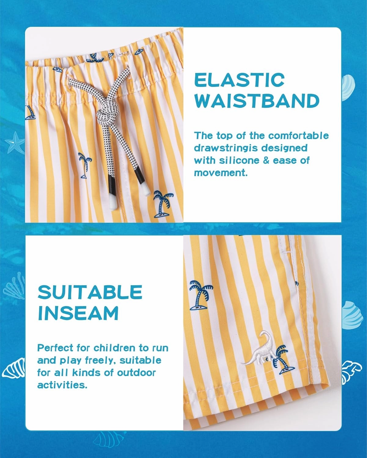 SURF CUZ Boys Swim Trunks Toddler Swim Shorts UPF 50  Bathing Suit for Boy Swimsuit Quick Dry Mesh Beach Boardshorts Swimwear