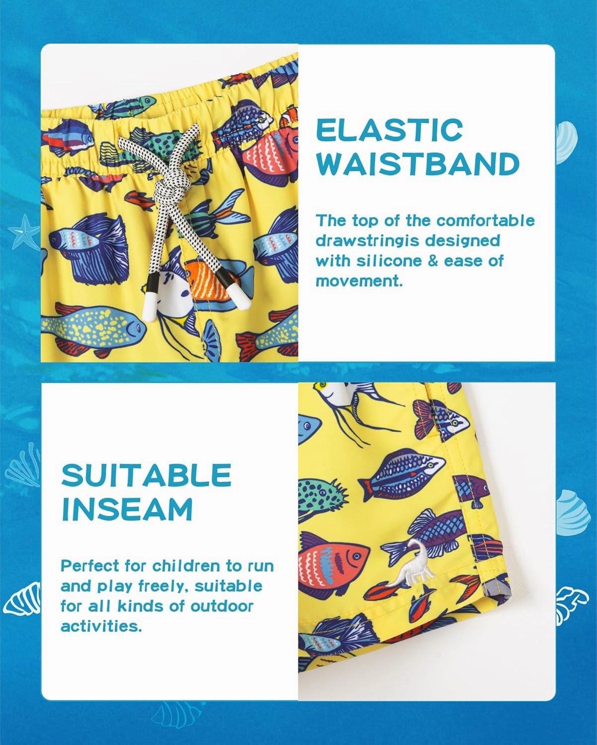 SURF CUZ Boys Swim Trunks Toddler Swim Shorts UPF 50  Bathing Suit for Boy Swimsuit Quick Dry Mesh Beach Boardshorts Swimwear