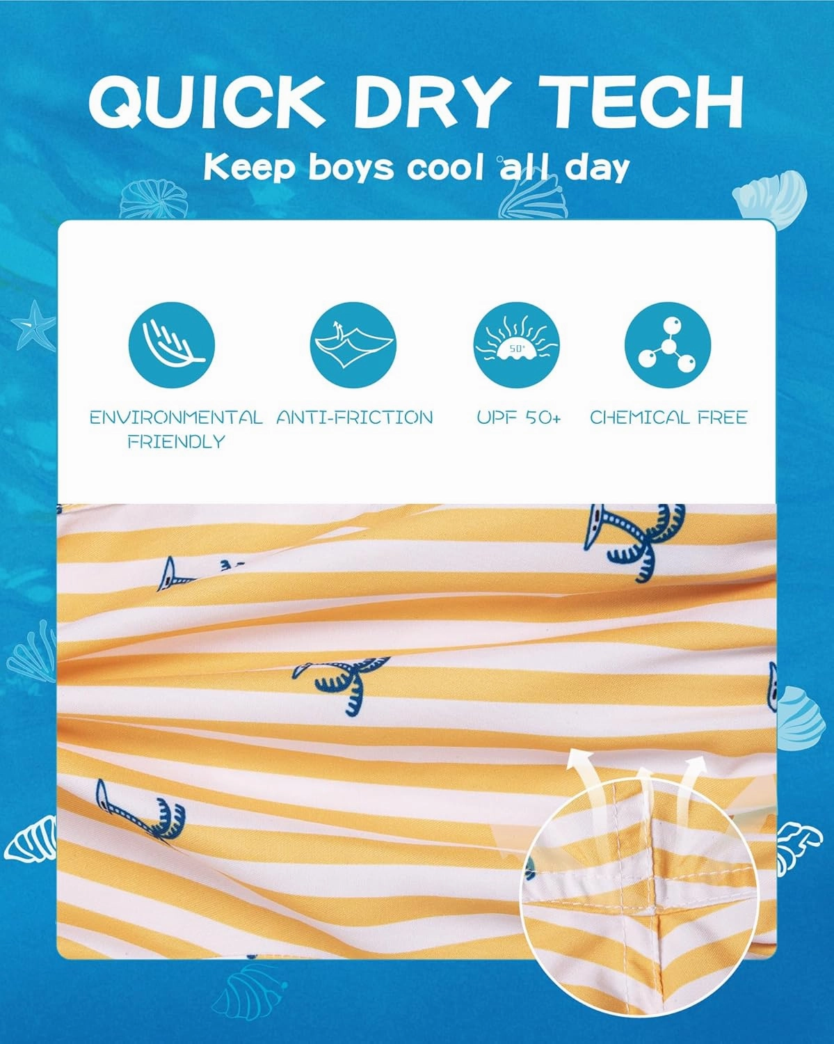 SURF CUZ Boys Swim Trunks Toddler Swim Shorts UPF 50  Bathing Suit for Boy Swimsuit Quick Dry Mesh Beach Boardshorts Swimwear