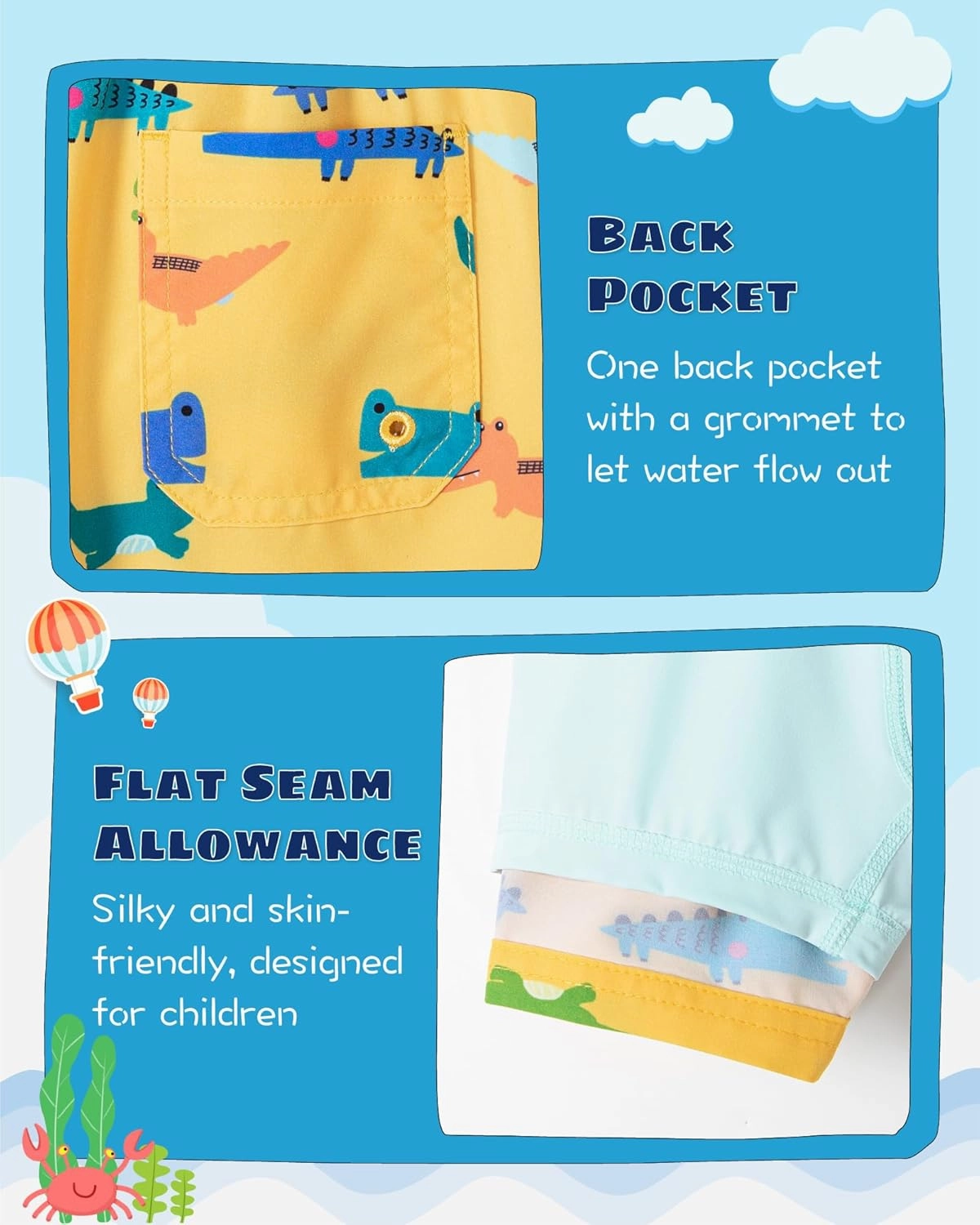 SURF CUZ Boys Swim Trunks with Boxer Brief Liner Toddler Boy Stretch Swimsuit Shorts Quick Dry Swimming Trunks Bathing Suit