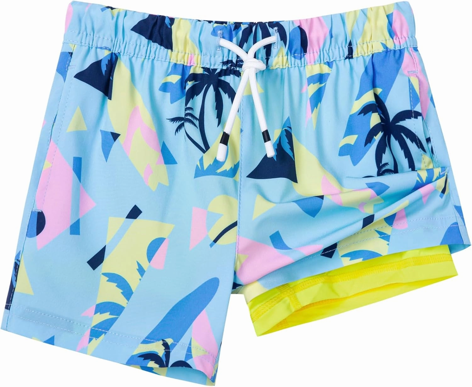 SURF CUZ Boys Swim Trunks with Boxer Brief Liner Toddler Boy Stretch Swimsuit Shorts Quick Dry Swimming Trunks Bathing Suit