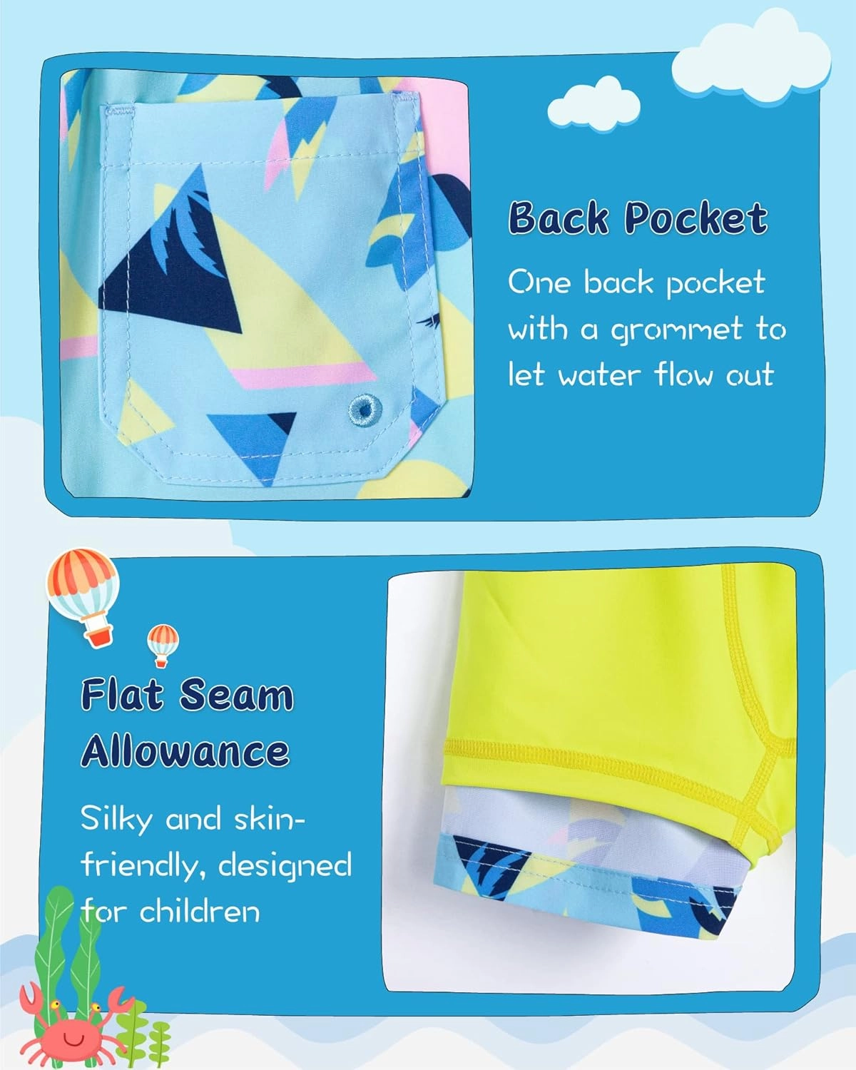 SURF CUZ Boys Swim Trunks with Boxer Brief Liner Toddler Boy Stretch Swimsuit Shorts Quick Dry Swimming Trunks Bathing Suit