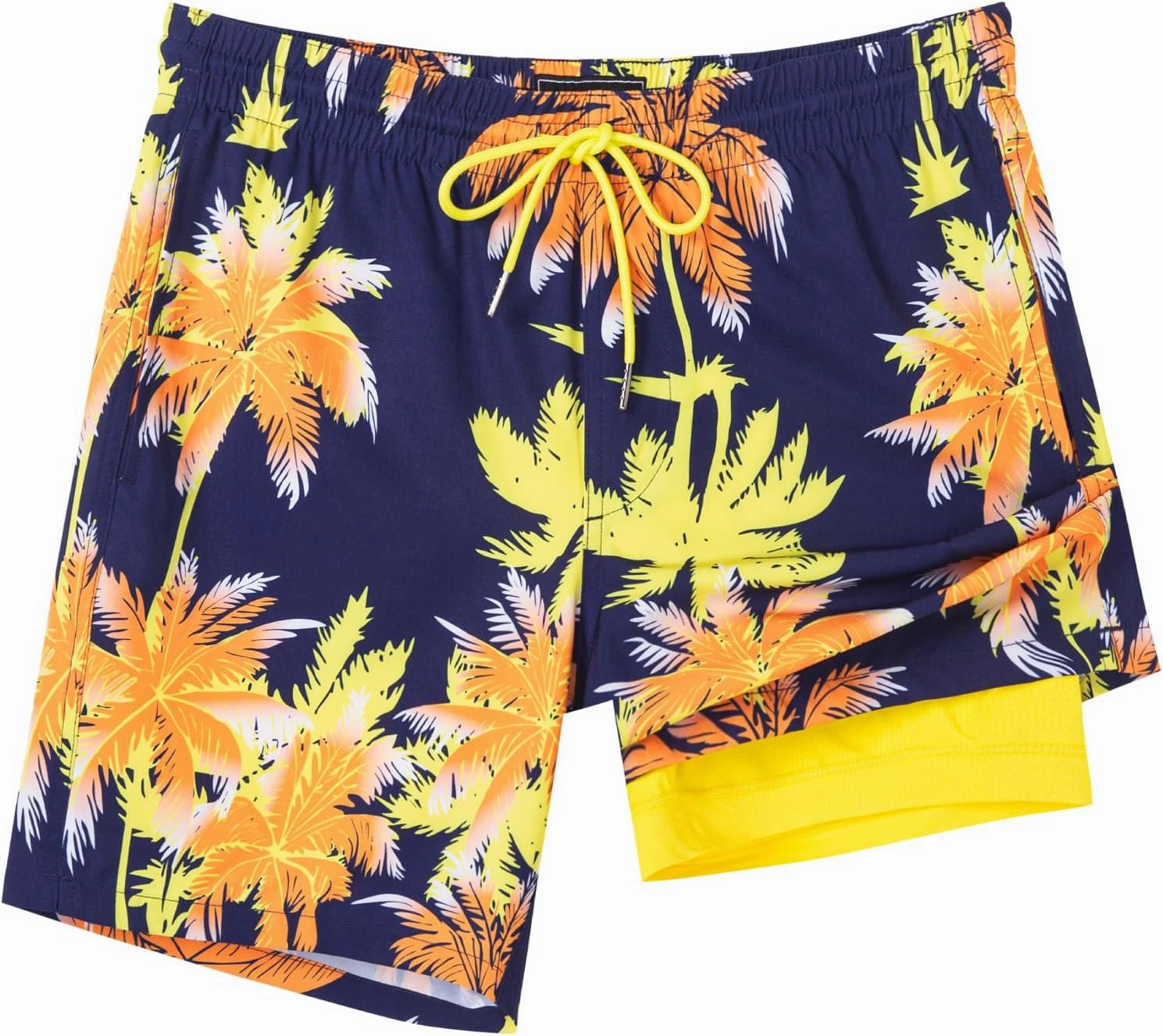 SURF CUZ Mens Swim Trunks with Compression Liner Quick Dry Swim Shorts 7" Swimming Trunks Stretch Bathing Suit 7 Inch