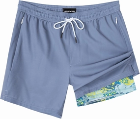 SURF CUZ Mens Swim Trunks with Compression Liner Swimming Trunks 5 Inch Bathing Suit Quick Dry Swim Shorts