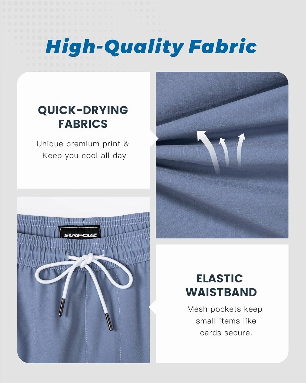 SURF CUZ Mens Swim Trunks with Compression Liner Swimming Trunks 5 Inch Bathing Suit Quick Dry Swim Shorts