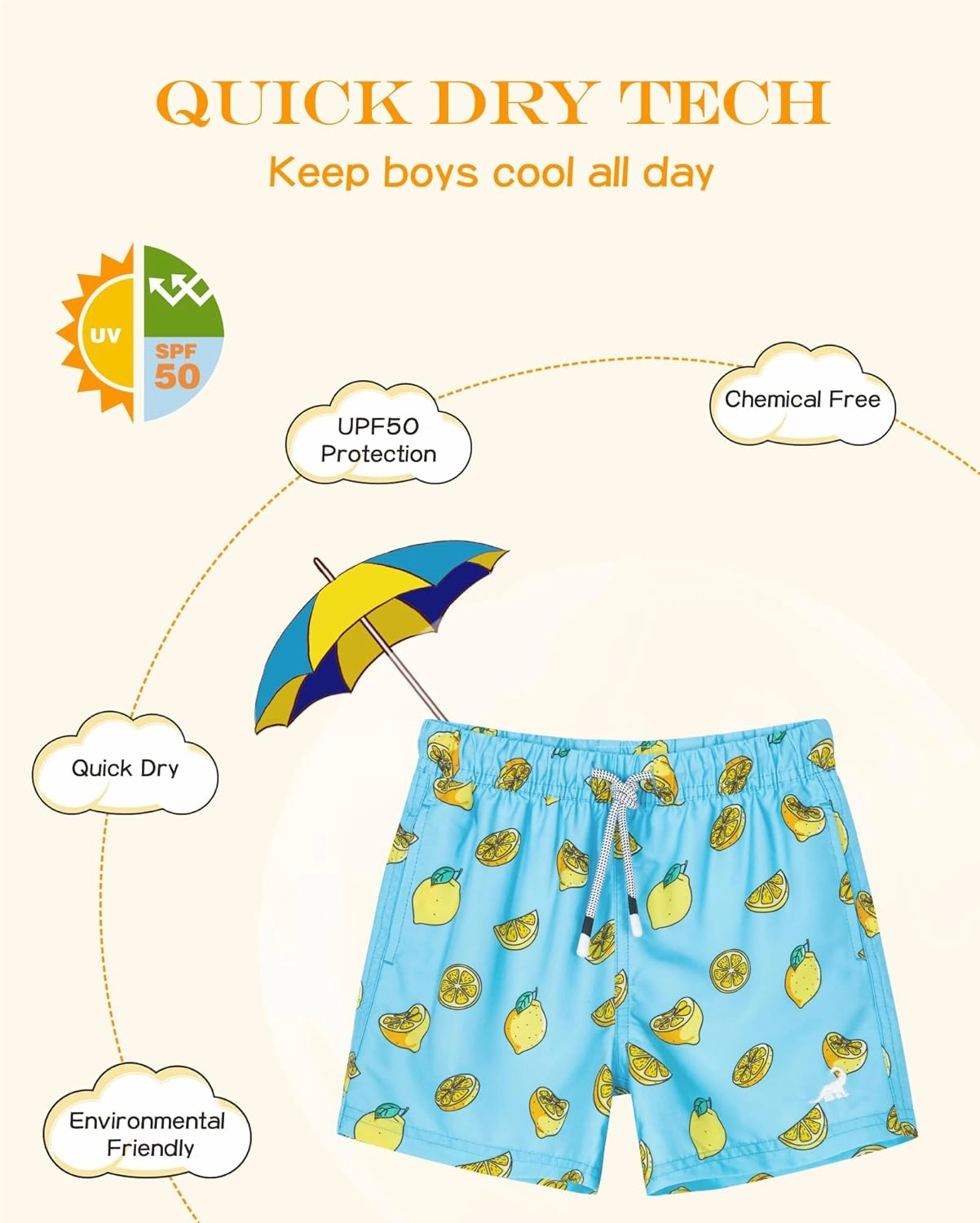 SURF CUZ Surfcuz Little Boys Swim Trunks UPF 50  Toddler Beach Shorts Swimsuit Kids Quick Dry Swimwear